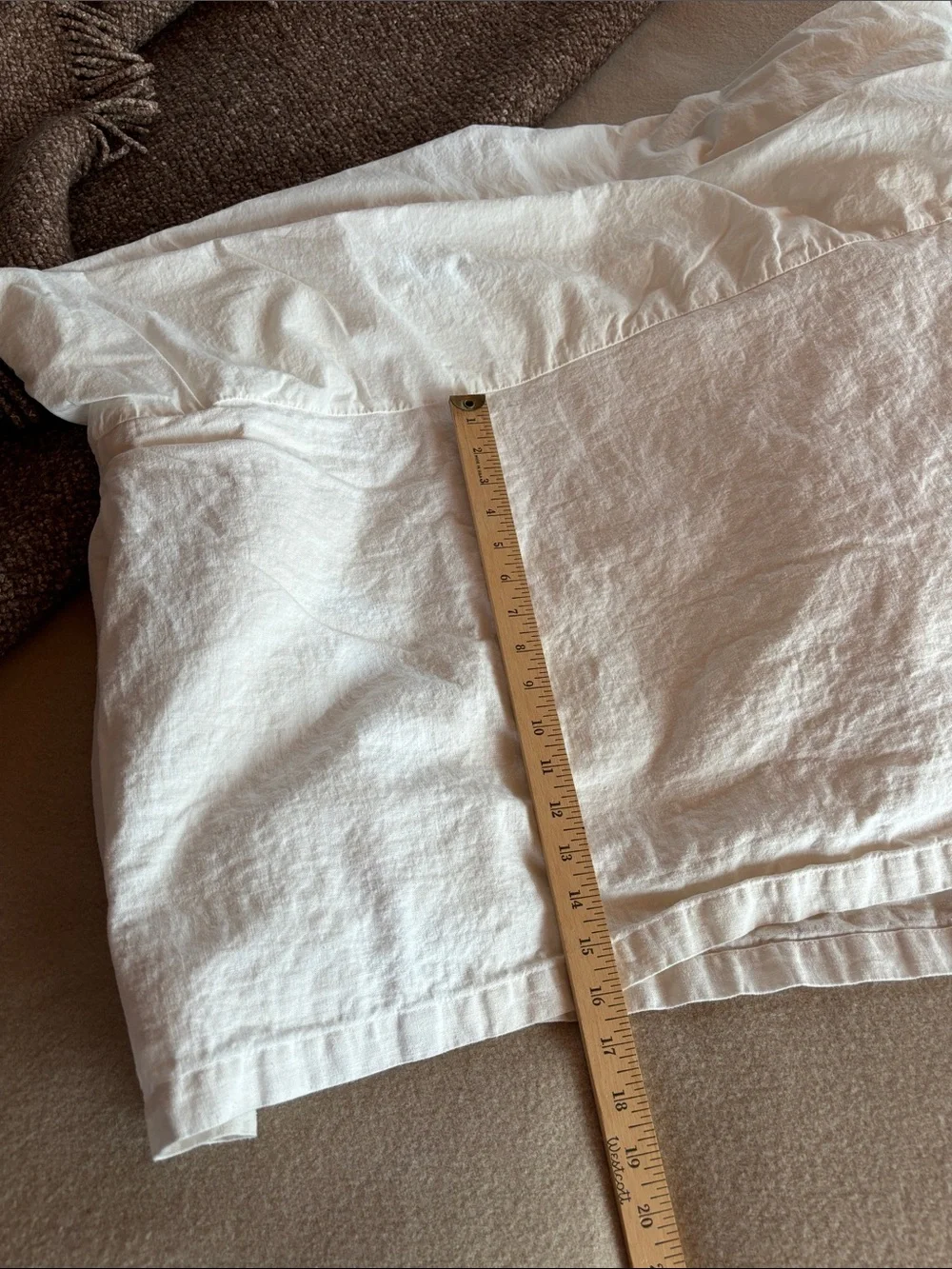 Pottery Barn Cream Ruffled Linen Bed Skirt
